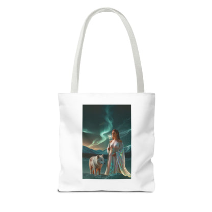 Tragetasche – Mystische Frau mit Wolf Aurora Art Tote