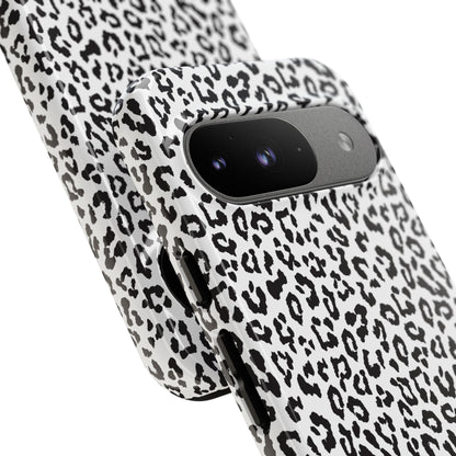 Funda para teléfono con estampado de leopardo de Google: resistente, en blanco y negro