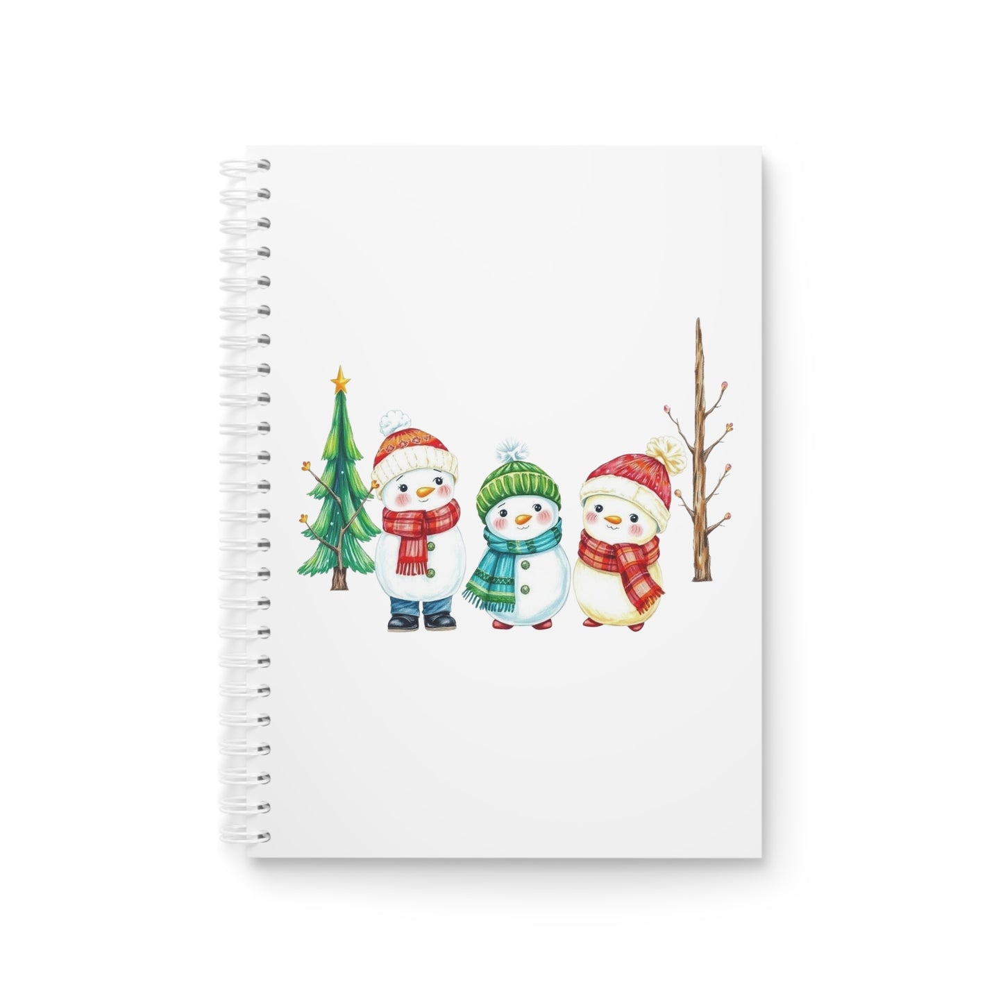 Christmas Snowmen Spiral Notebook — Cute Holiday Journal with Three Snowman Friends
