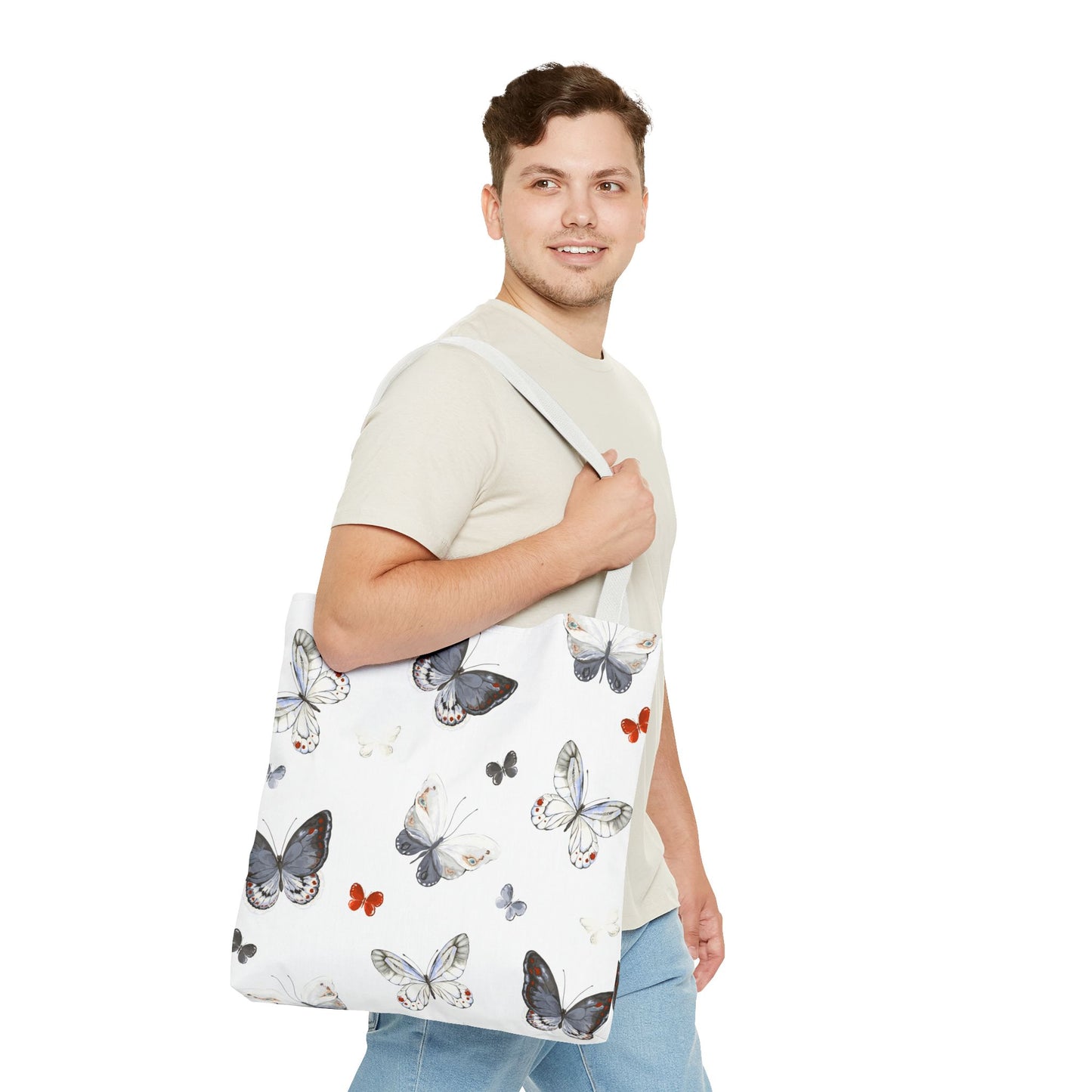 Butterfly Pattern Tote Bag — Lightweight Floral Tote for Everyday Use