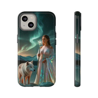 iPhone Mystic Guardian Phone Case — Aurora Wolf Woman Protective Cover