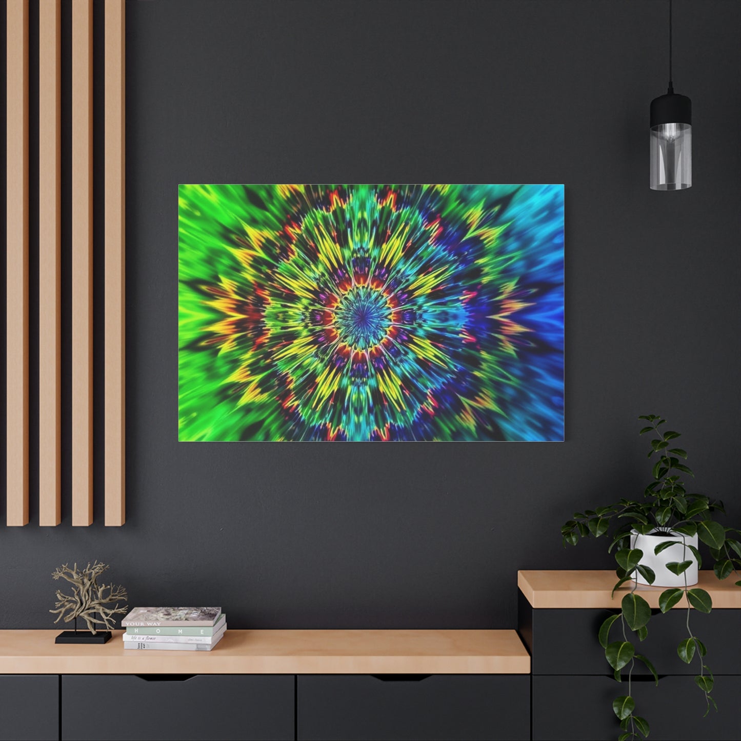 Psychedelic Kaleidoscope Matte Canvas Wall Art — Vibrant Mandala Stretched Canvas