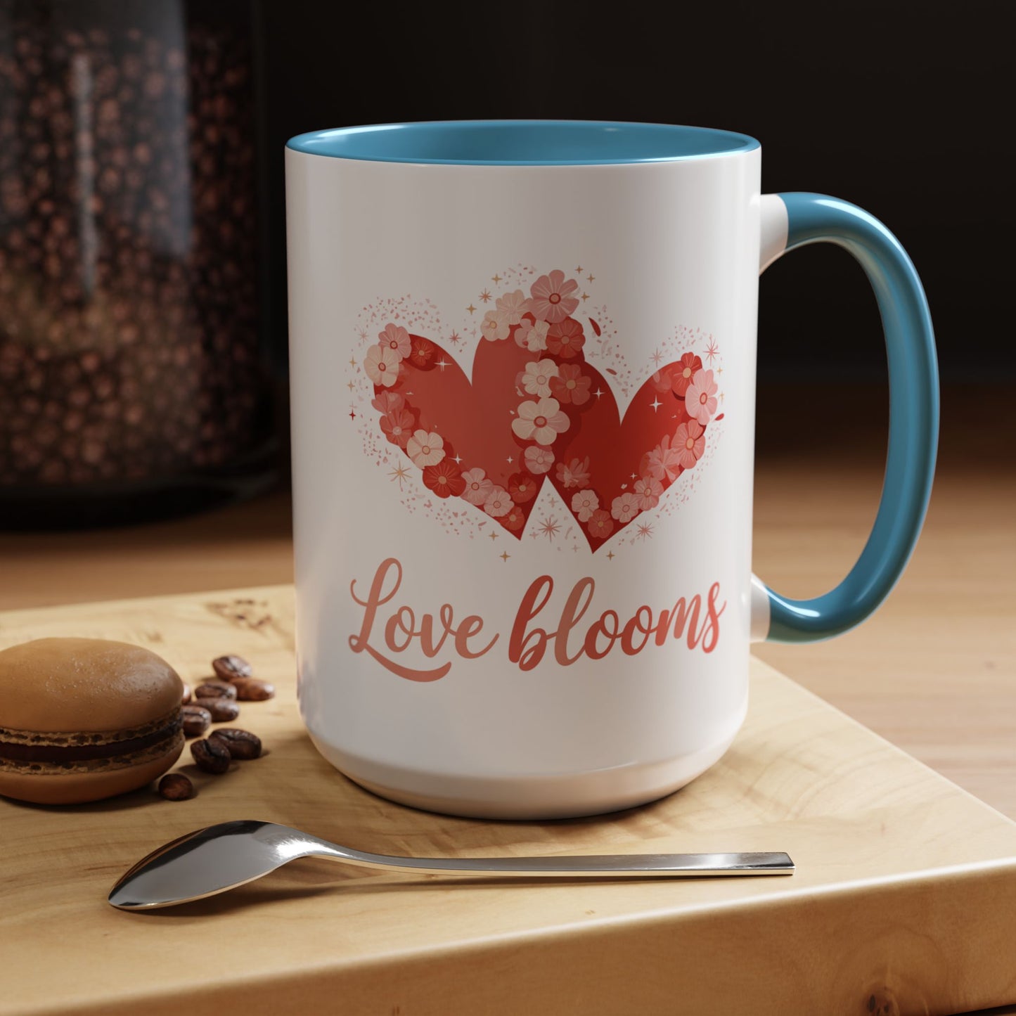 Love Blooms Accent Coffee Mug — Floral Heart 11/15oz