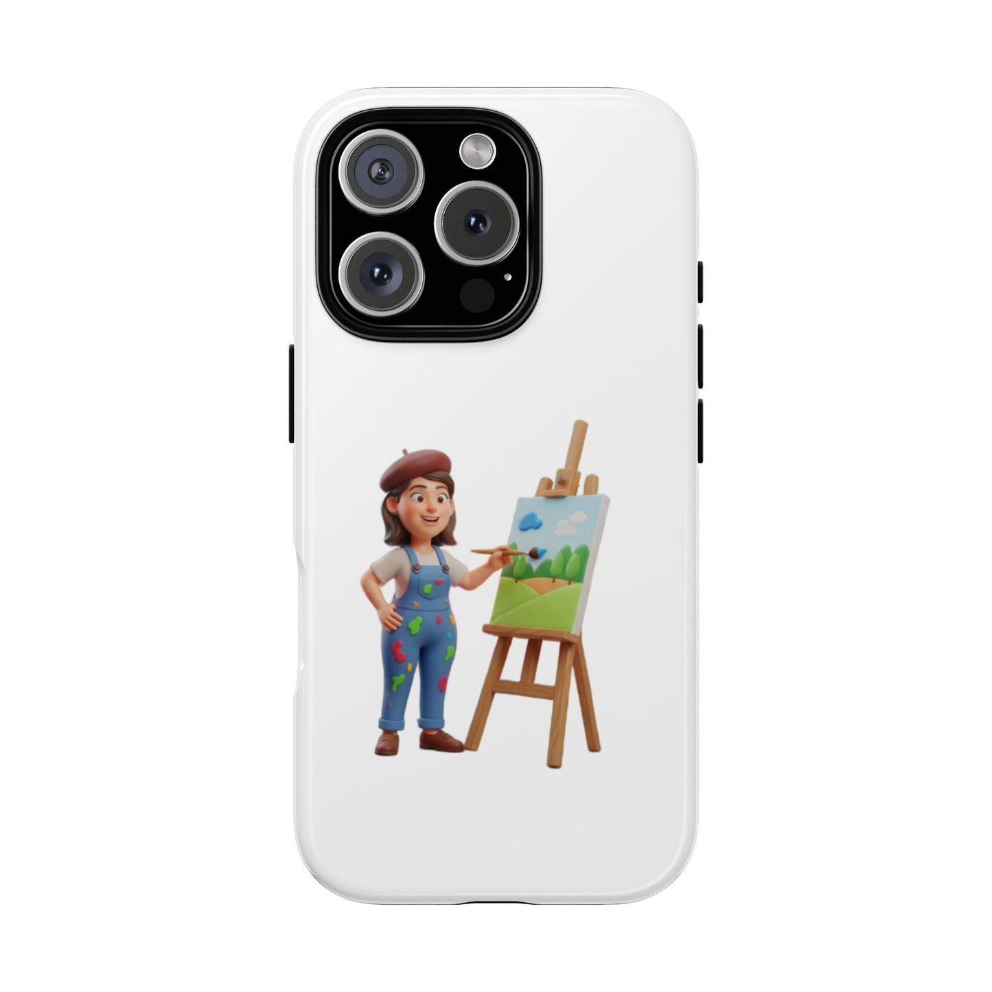 iPhone Artist Painter Phone Case — Cute Female Artist with Easel Protective iPhone Cover
