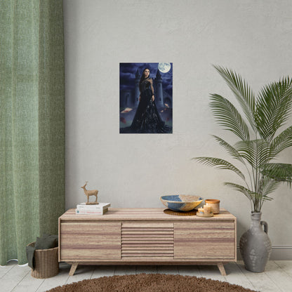 Gothic Moonlit Castle Poster — Dark Fantasy Woman Wall Art