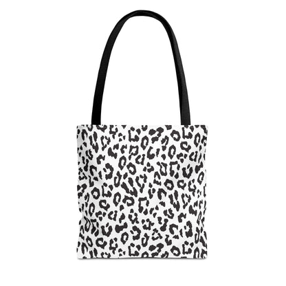 Leopard Print Tote Bag — Black & White All-Over-Print Shopper