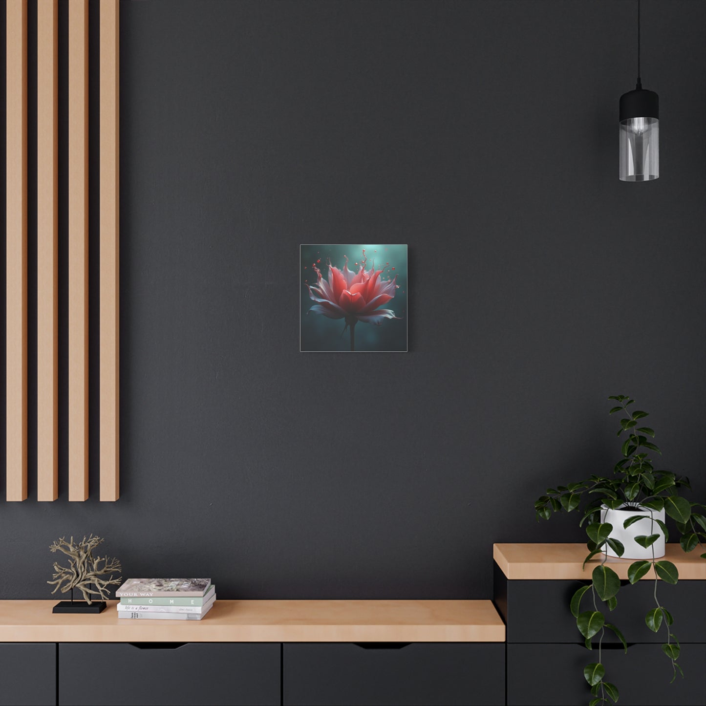 Red Lotus Matte Canvas Wall Art — Stretched 1.25" Floral Print