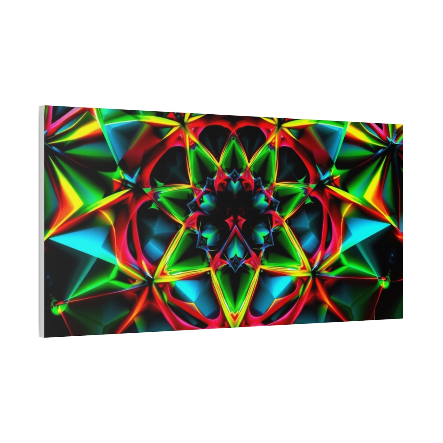 Kaleidoscope Neon Mandala Matte Canvas Wall Art