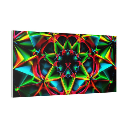 Kaleidoscope Neon Mandala Matte Canvas Wall Art