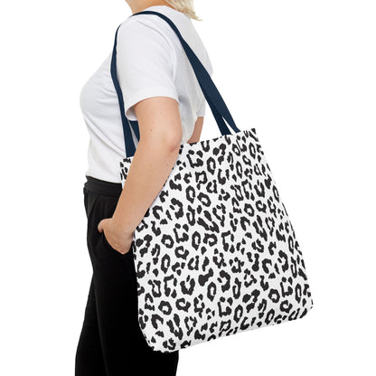 Leopard Print Tote Bag — Black & White All-Over-Print Shopper