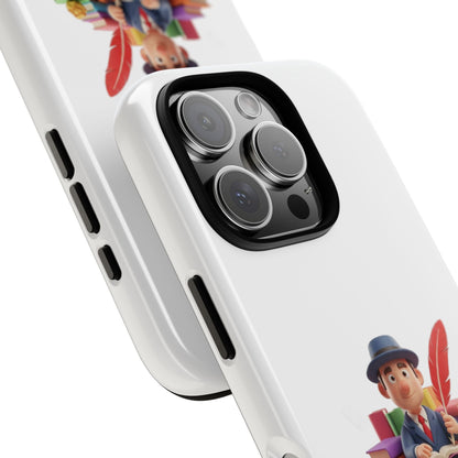 iPhone Phone Case — Cute Writer Sitting on Books with Feather Pen