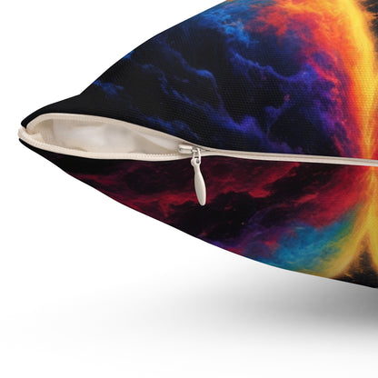 Cosmic Lovers Decorative Pillow — Romantic Couple Heart Art Throw Pillow