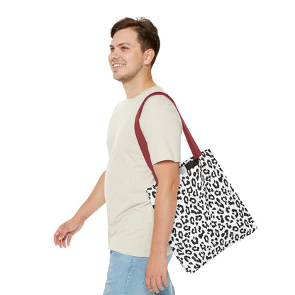 Leopard Print Tote Bag — Black & White All-Over-Print Shopper