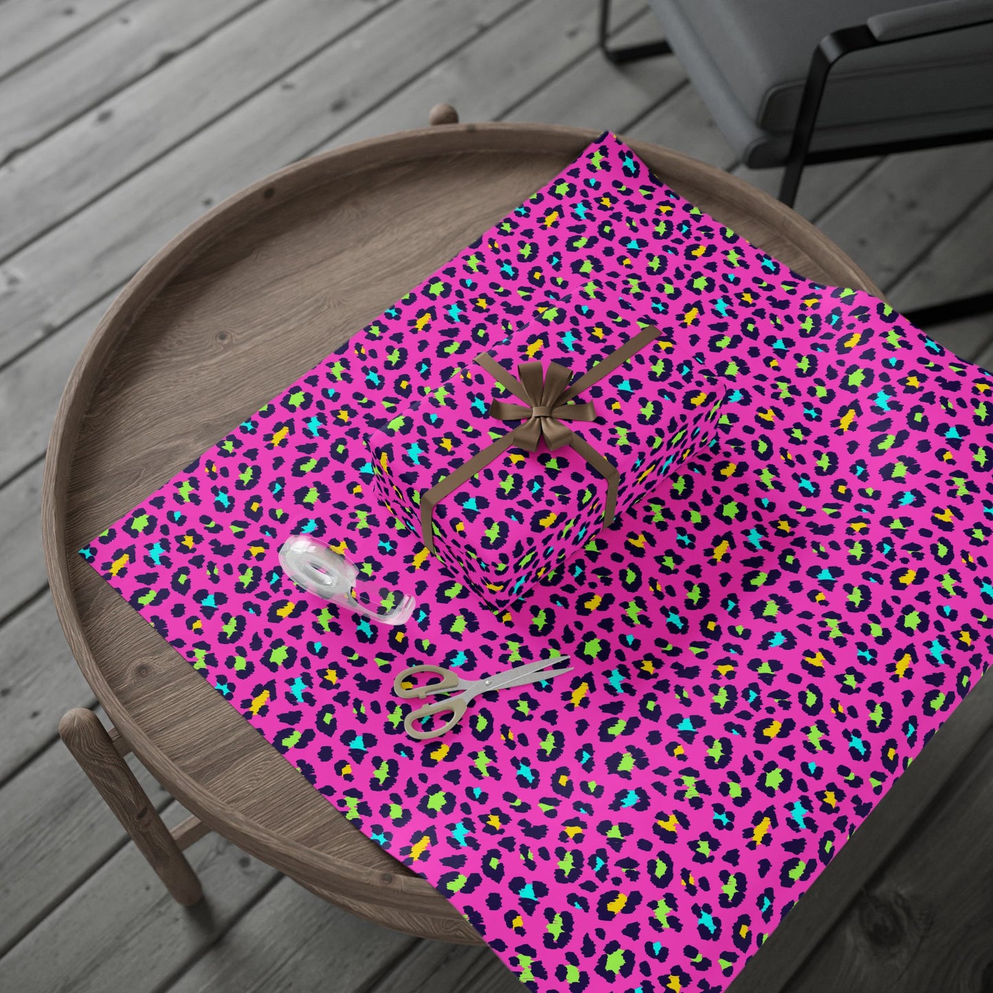 Pink Neon Leopard Wrapping Paper — Bold Animal Print Gift Wrap