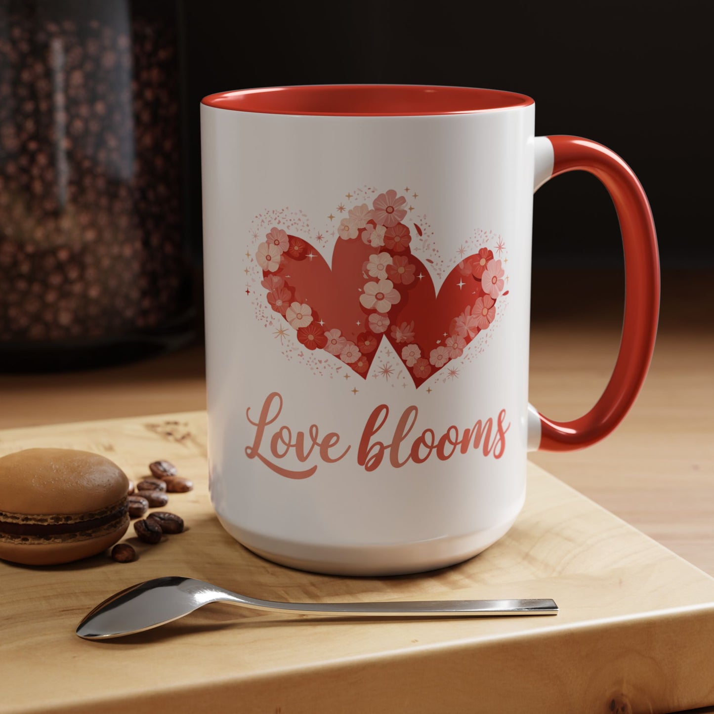 Love Blooms Accent Coffee Mug — Floral Heart 11/15oz