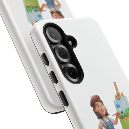 Samsung Handyhülle mit Künstlermotiv – Schutzhülle mit niedlicher Illustration einer Malerin
