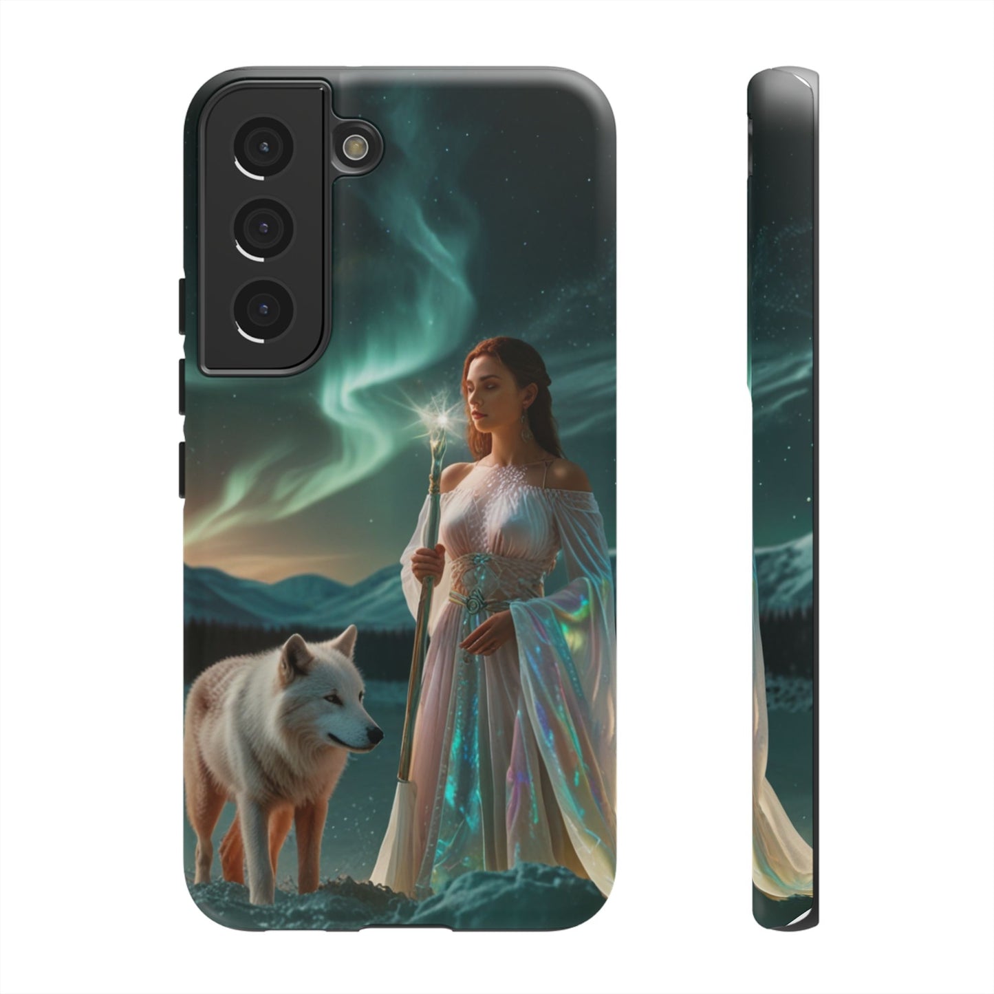 Samsung Aurora Guardian Handyhülle – Mystic Woman &amp; Wolf Magic Galaxy Schutz