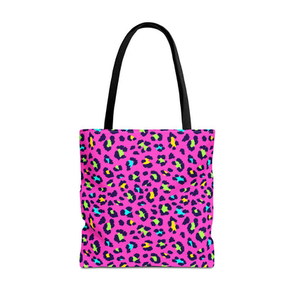 Pink Neon Leopard Print Tote Bag — Bold Animal Print Shopper