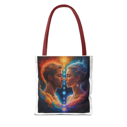 Mystic Soulmates Tote Bag — Celestial Couple Art AOP Tote