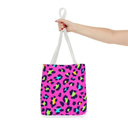 Neon Pink Leopard Print Tote Bag — Bright Animal Print Shopper