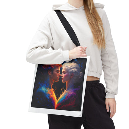 Cosmic Lovers Tote Bag — Fire & Ice Romantic Art AOP