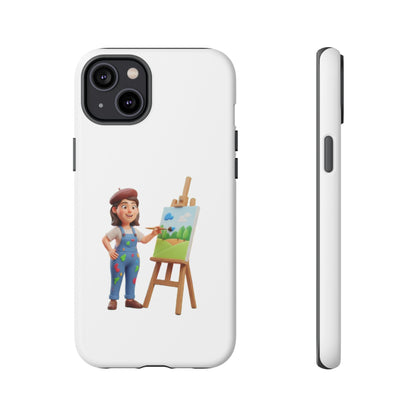 iPhone Artist Painter Phone Case — Cute Female Artist with Easel Protective iPhone Cover