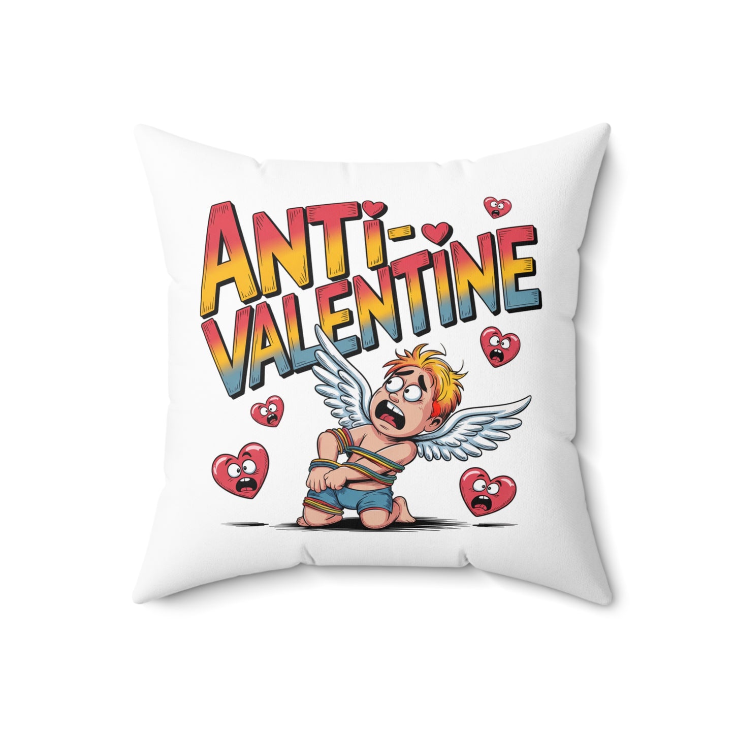 Anti-Valentine Pillow — Funny Anti-Love Decorative Throw Pillow (Cupid Bound Design)