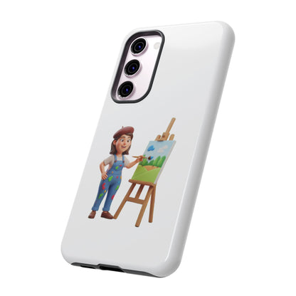 Samsung Handyhülle mit Künstlermotiv – Schutzhülle mit niedlicher Illustration einer Malerin