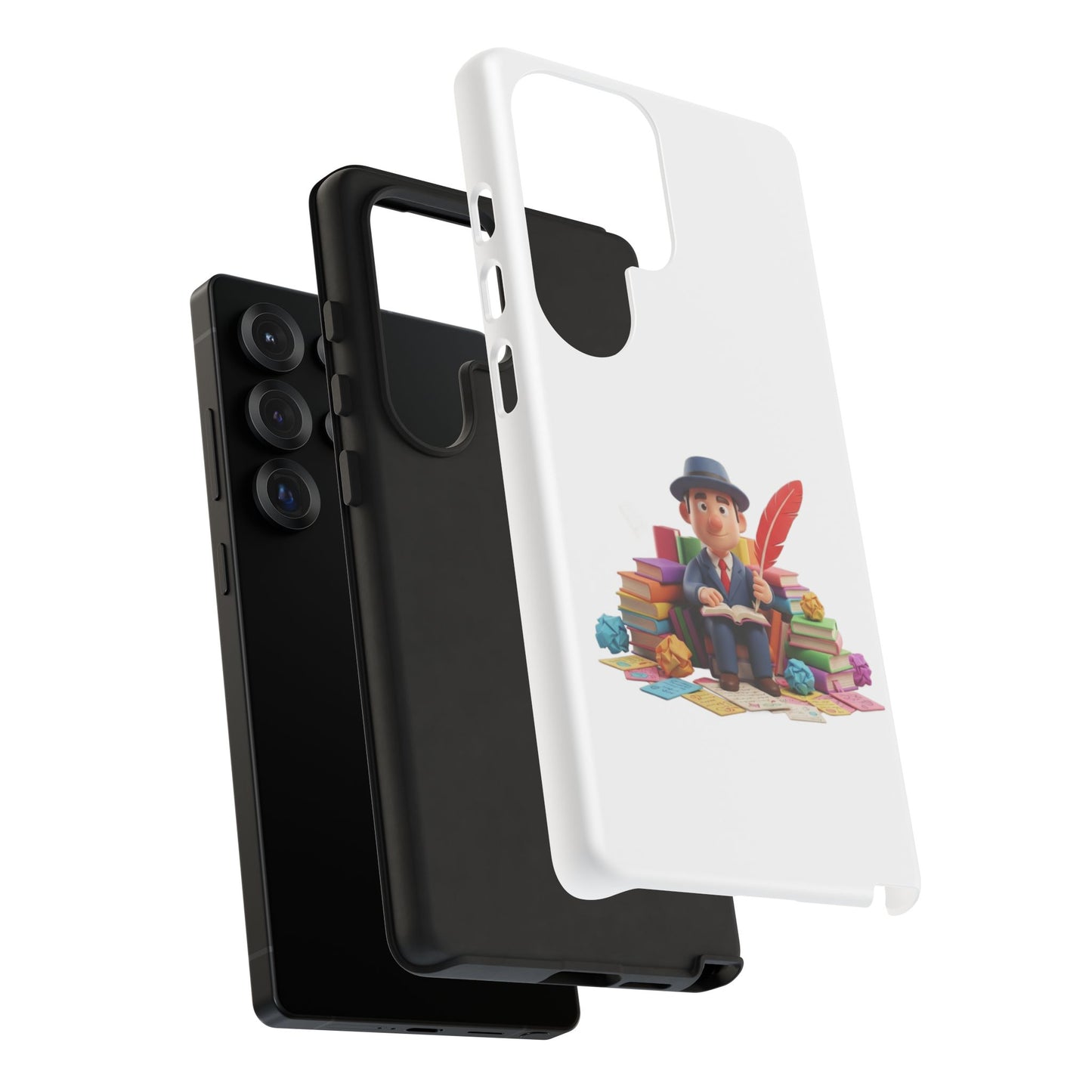 Samsung Bookworm Illustration Phone Case — Cute Scholar with Feather Pen