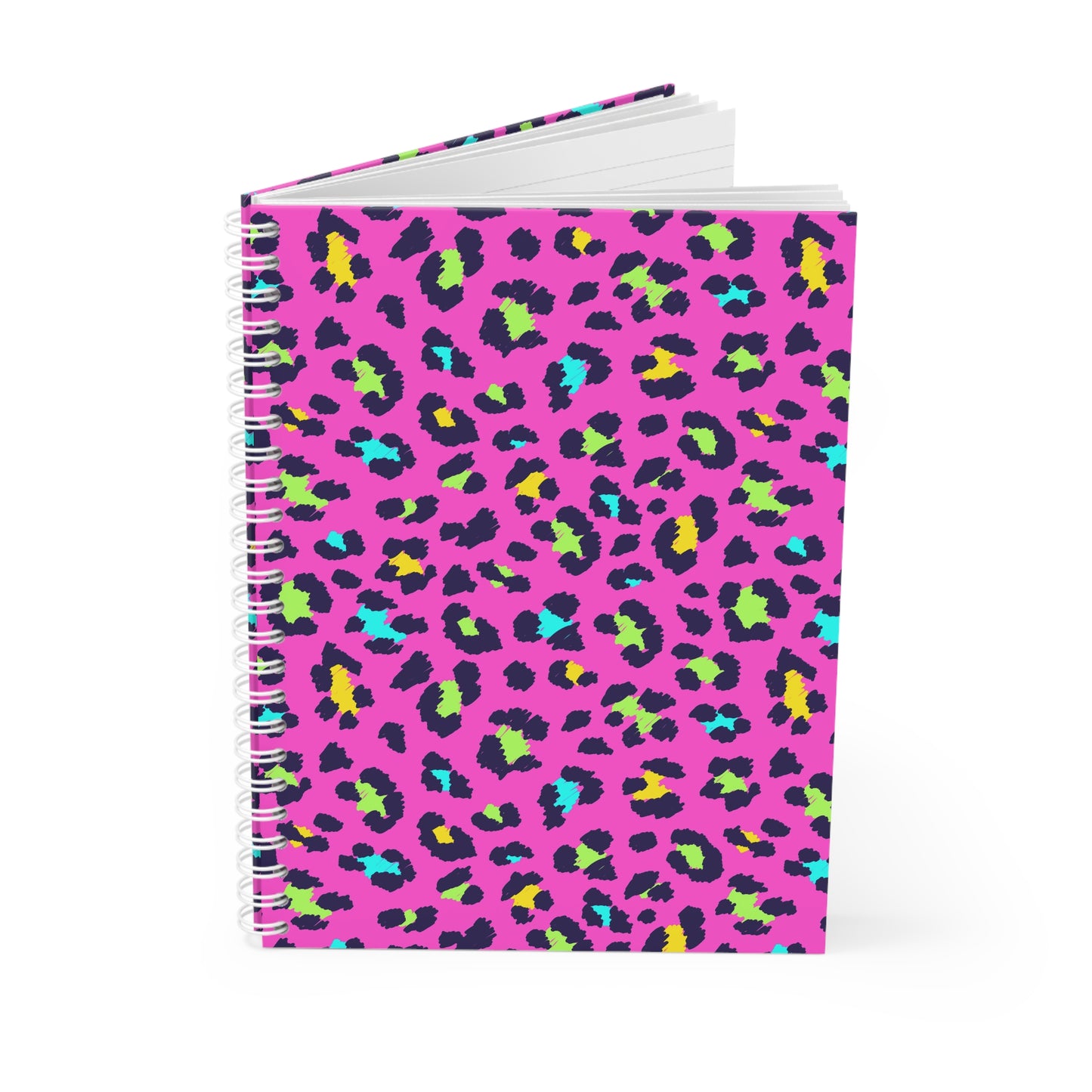 Neon Leopard Spiral Notebook — Pink Animal Print Journal