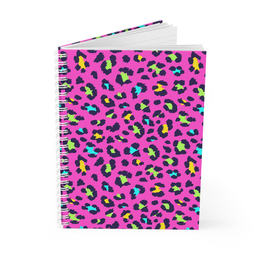 Neon Leopard Spiral Notebook — Pink Animal Print Journal