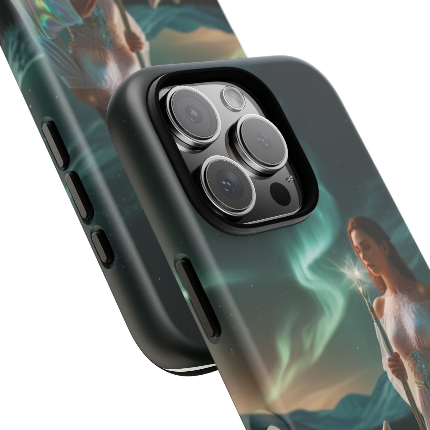 iPhone Mystic Guardian Phone Case — Aurora Wolf Woman Protective Cover