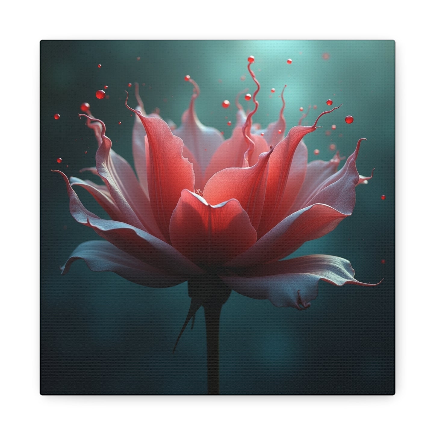 Red Lotus Matte Canvas Wall Art — Stretched 1.25" Floral Print