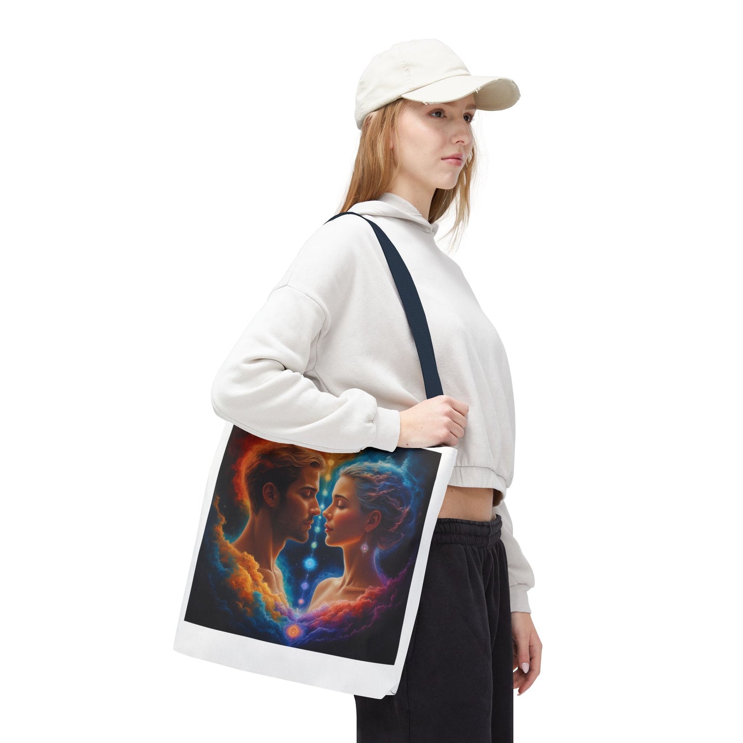 Mystic Soulmates Tote Bag — Celestial Couple Art AOP Tote