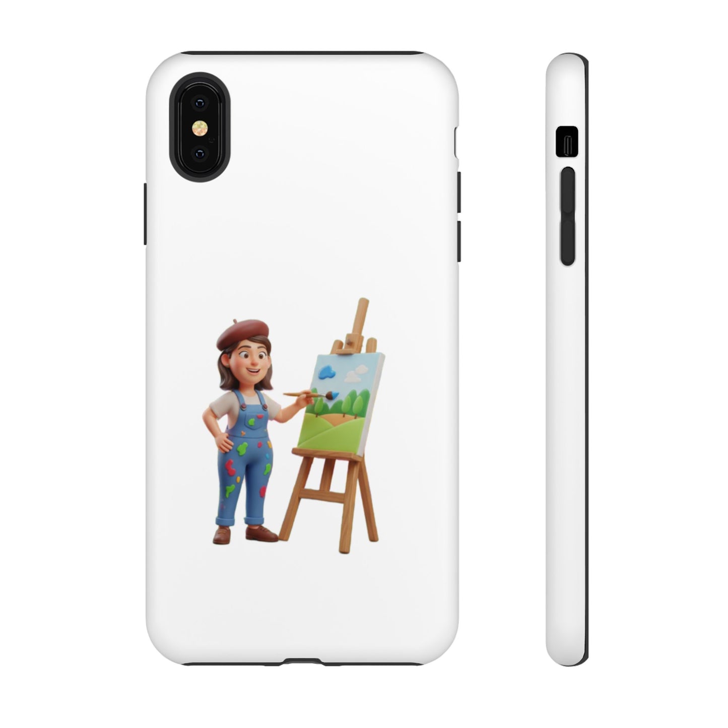 iPhone Artist Painter Phone Case — Cute Female Artist with Easel Protective iPhone Cover