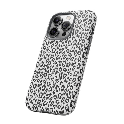 iPhone Leopard Print Tough Phone Case - Black & White Protective Cover