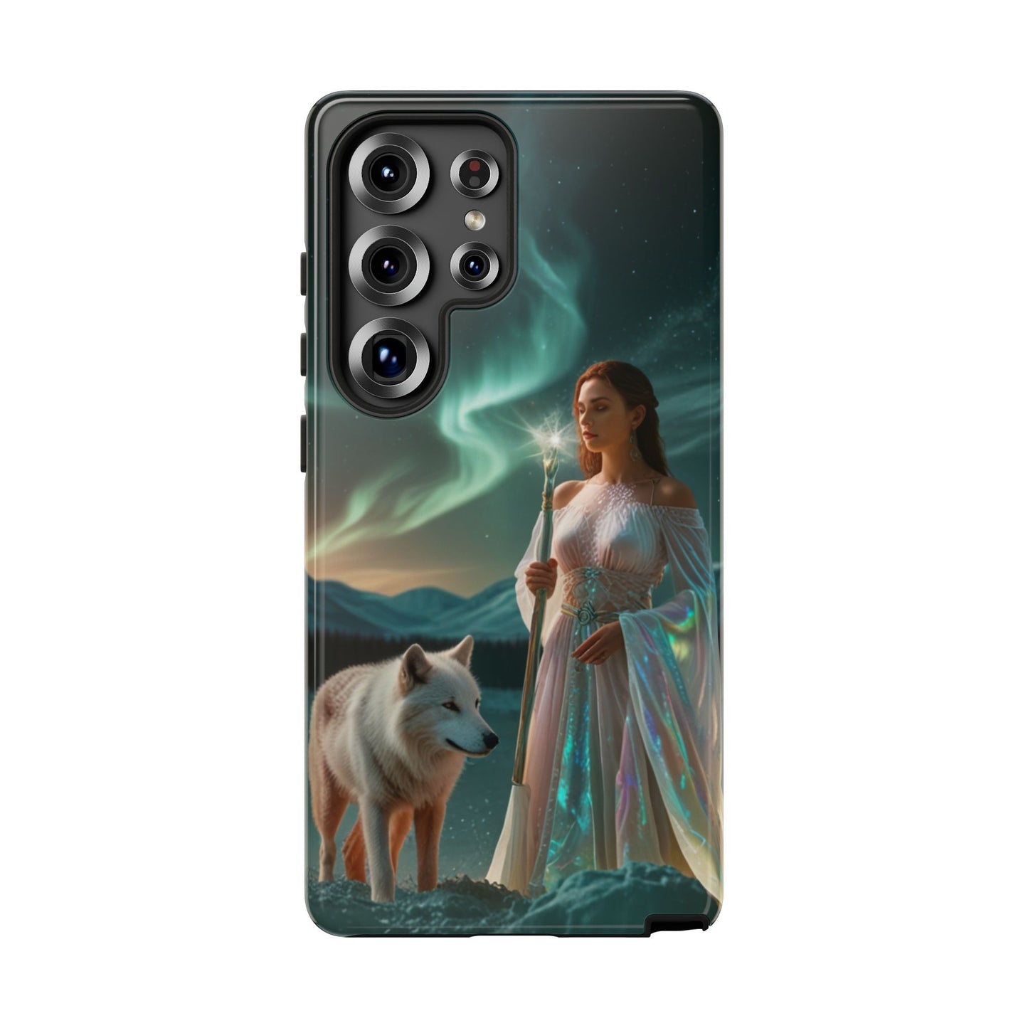Samsung Aurora Guardian Handyhülle – Mystic Woman &amp; Wolf Magic Galaxy Schutz