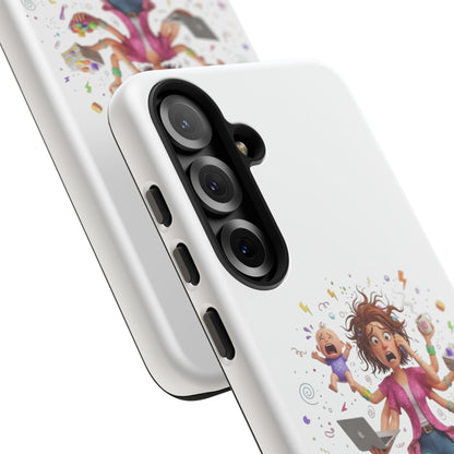 Samsung Mom Life Phone Case — Funny Juggling Mom Illustration Protective Case