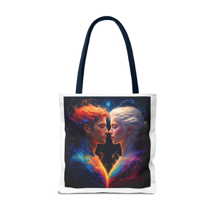 Cosmic Lovers Tote Bag — Fire & Ice Romantic Art AOP
