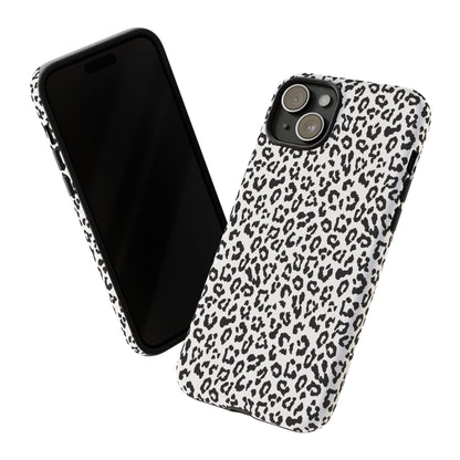 iPhone Leopard Print Tough Phone Case - Black & White Protective Cover