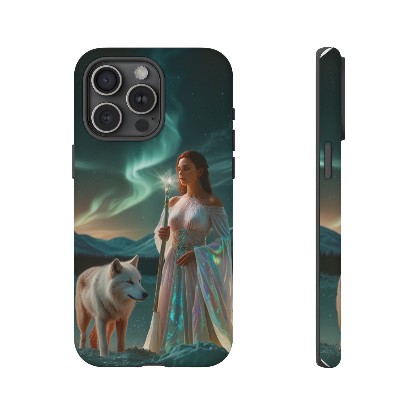 iPhone Mystic Guardian Phone Case — Aurora Wolf Woman Protective Cover