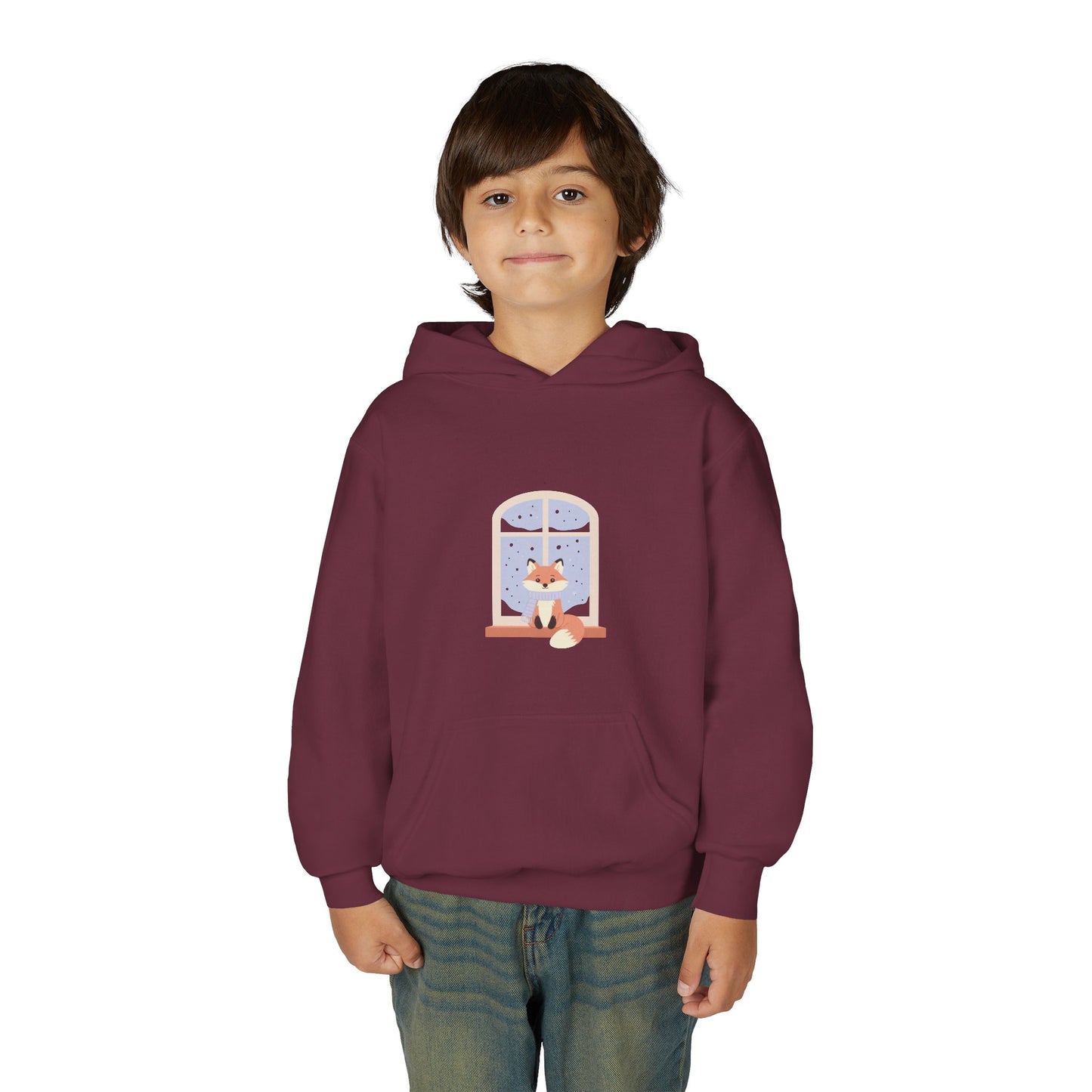 Kids Fox Hoodie - Cozy Winter Window Design