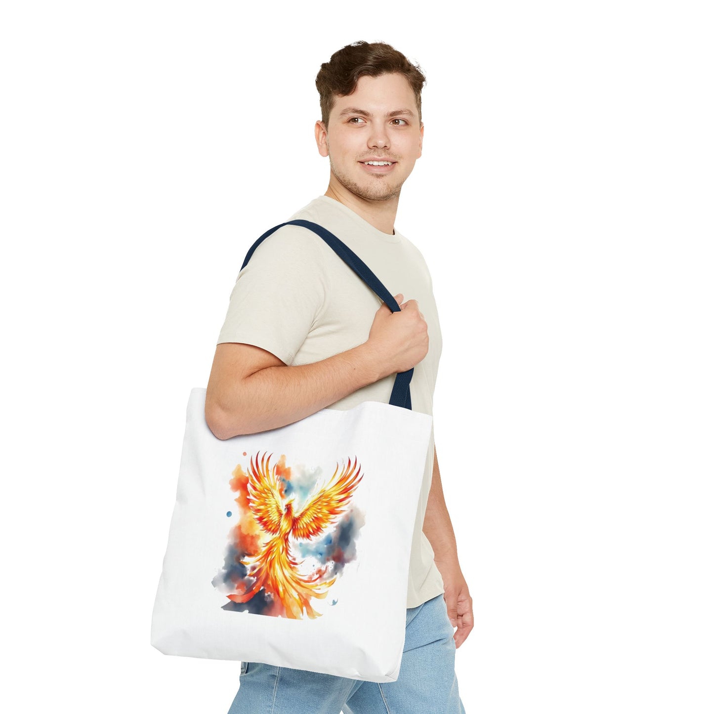 Phoenix Watercolor Tote Bag – Vibrant Rising Bird All-Over Print Tote