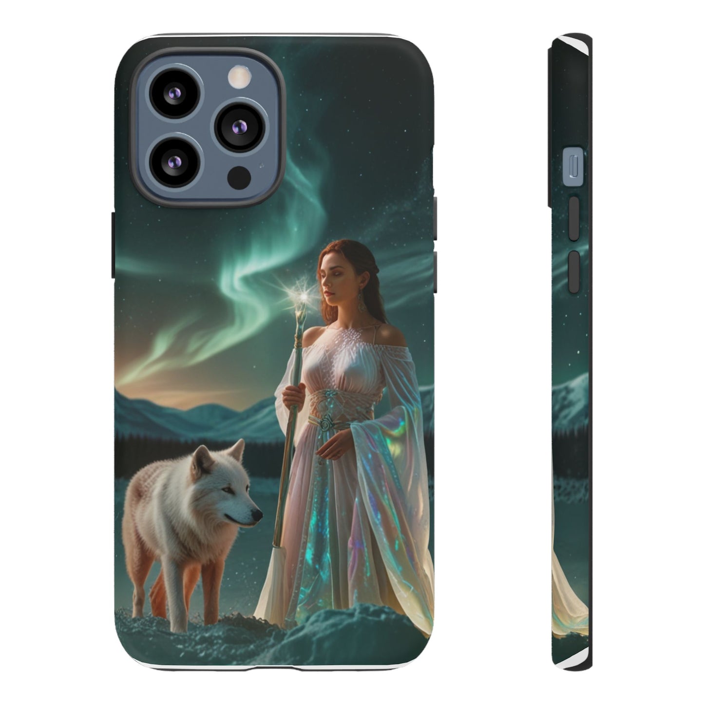 iPhone Mystic Guardian Phone Case — Aurora Wolf Woman Protective Cover