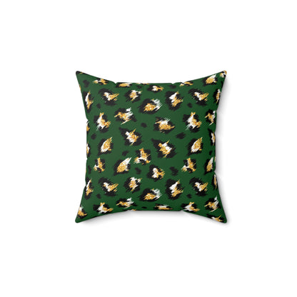 Green Leopard Print Decorative Pillow — Animal Print Accent Cushion