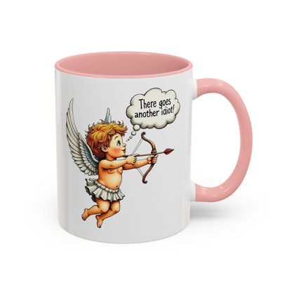 Cupid Coffee Mug — Vintage Cherub Saying "There goes another idiot!" Accent Mug