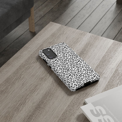 Samsung Leopard Print Tough Phone Case – Black & White Animal Pattern Protective Cover