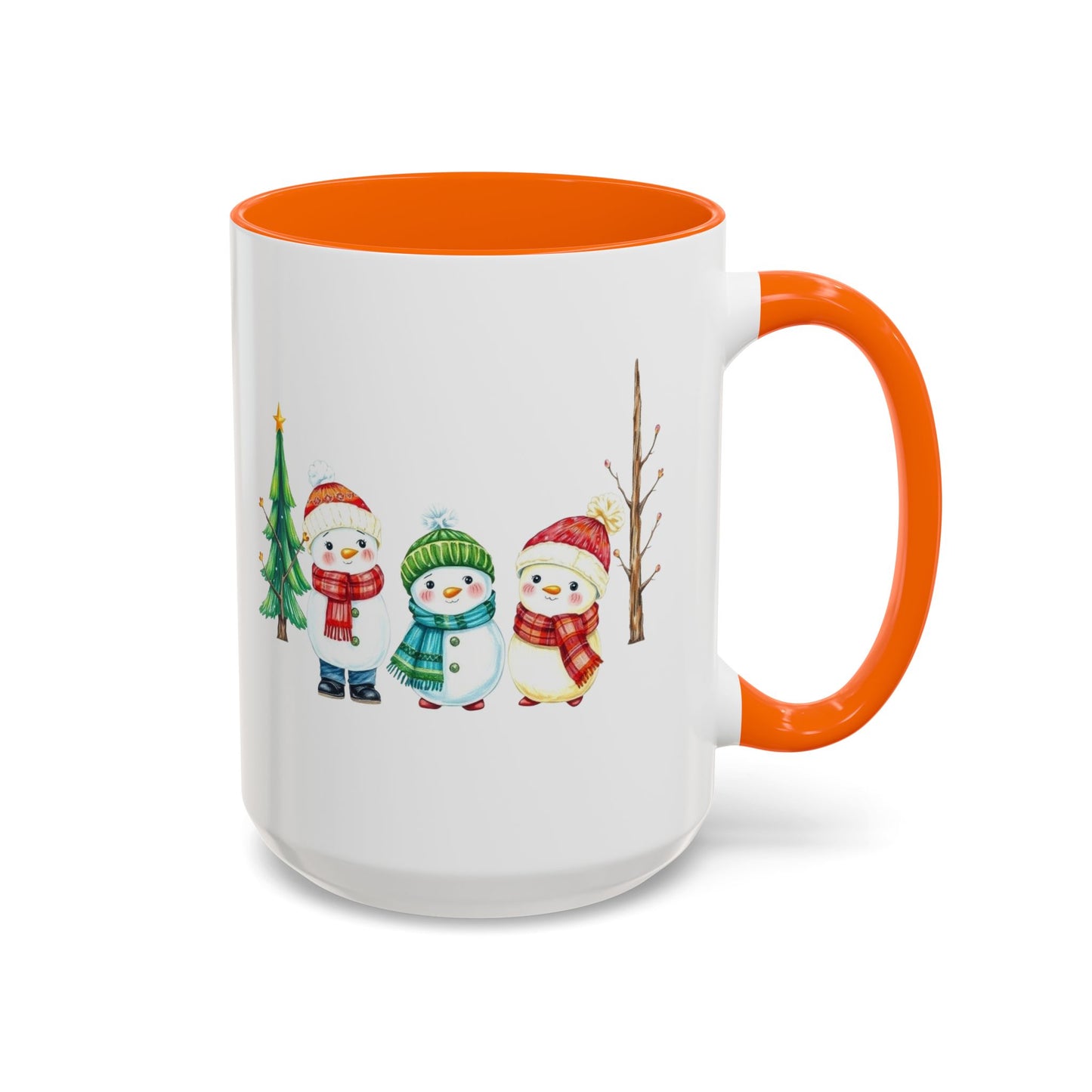 Christmas Snowman Mug — Cute Holiday Coffee Cup with Festive Tree & Snowmen (11/15oz)