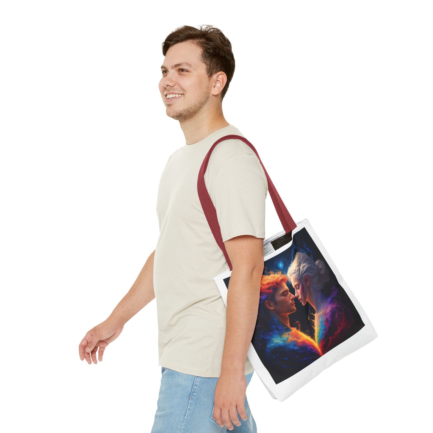 Cosmic Lovers Tote Bag — Fire & Ice Romantic Art AOP