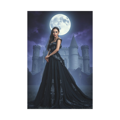 Gothic Moonlight Canvas Print — Elegant Dark Castle Portrait